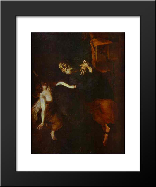 The Deliverence Of St. Peter From Prison 20x24 Black Modern Wood Framed Art Print Poster by Ribera, Jusepe de