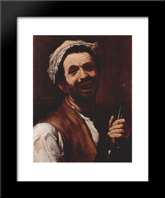 The Drinker 20x24 Black Modern Wood Framed Art Print Poster by Ribera, Jusepe de