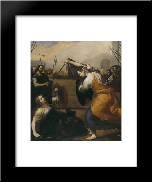 The Duel Of Women (The Duel Of Isabella De Carazzi And Diambra De Pettinella) 20x24 Black Modern Wood Framed Art Print Poster by Ribera, Jusepe de