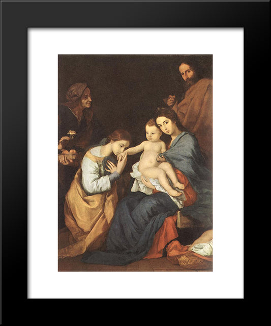 The Holy Family With St. Catherine 20x24 Black Modern Wood Framed Art Print Poster by Ribera, Jusepe de