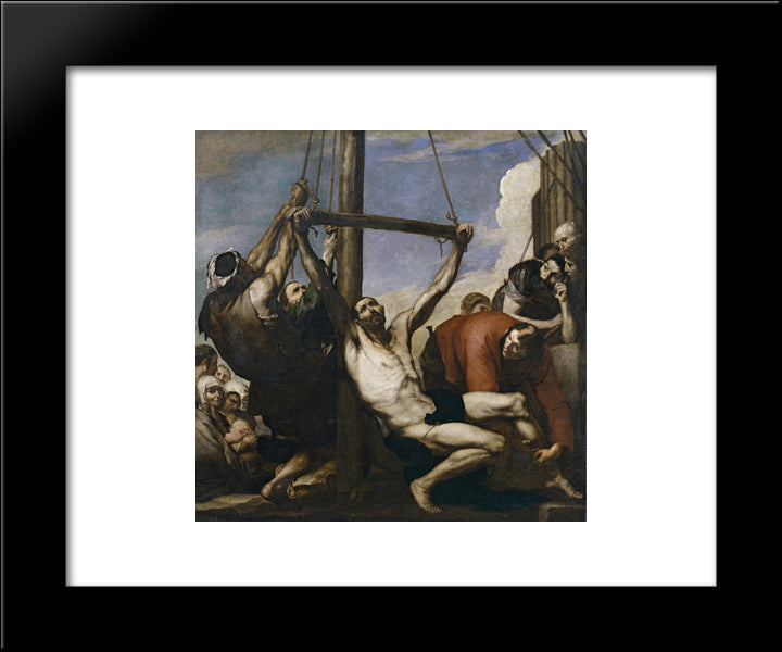 The Martyrdom Of St. Philip 20x24 Black Modern Wood Framed Art Print Poster by Ribera, Jusepe de