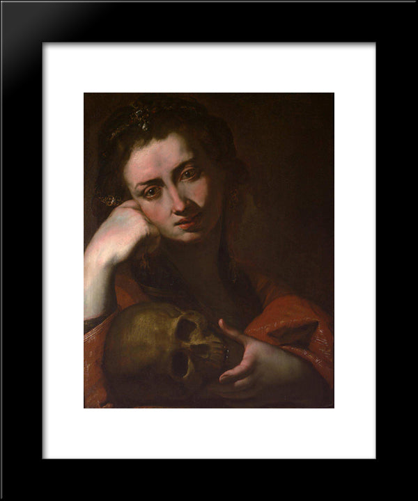 The Penitent Magdalen (Vanitas) 20x24 Black Modern Wood Framed Art Print Poster by Ribera, Jusepe de