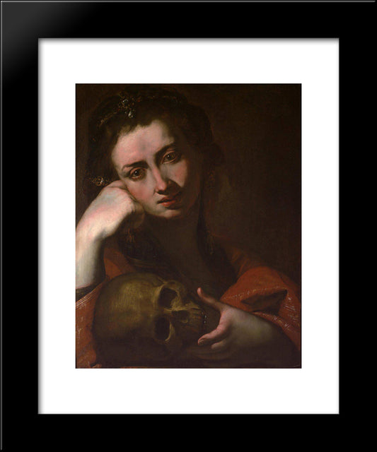 The Penitent Magdalen (Vanitas) 20x24 Black Modern Wood Framed Art Print Poster by Ribera, Jusepe de