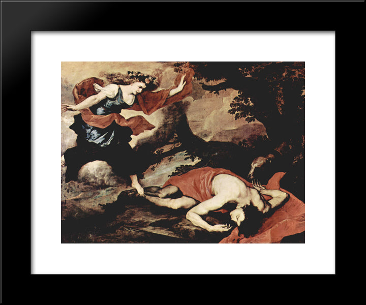 Venus Und Adonis 20x24 Black Modern Wood Framed Art Print Poster by Ribera, Jusepe de