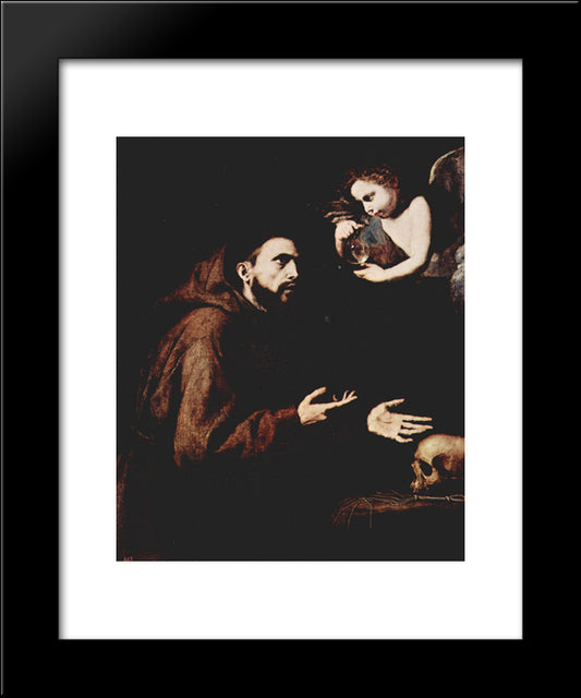 Vision Of St. Francis Of Assisi 20x24 Black Modern Wood Framed Art Print Poster by Ribera, Jusepe de