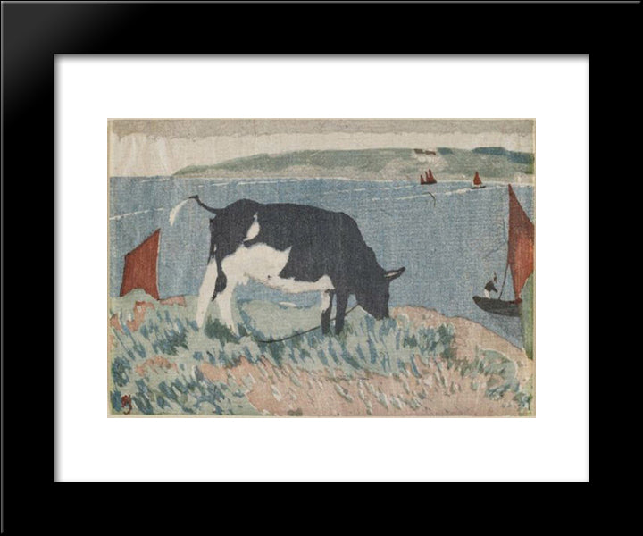 Cow 20x24 Black Modern Wood Framed Art Print Poster by Yamamoto, Kanae