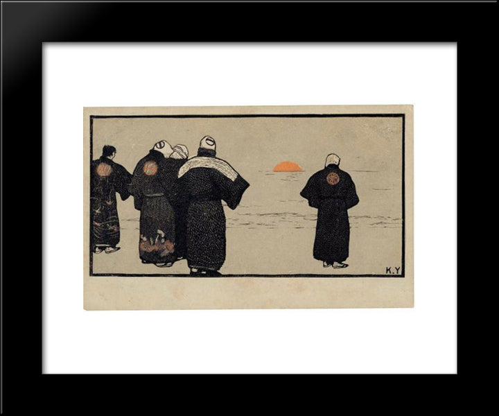 Fishermen 20x24 Black Modern Wood Framed Art Print Poster by Yamamoto, Kanae