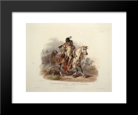 A Blackfoot Indian On Horseback, Plate 19 From Volume 1 Of 'Travels In The Interior Of North America' 20x24 Black Modern Wood Framed Art Print Poster by Bodmer, Karl