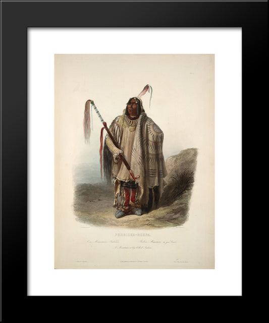 A Minatarre Or Big Bellied Indian, Plate 17 From Volume 2 Of 'Travels In The Interior Of North America' 20x24 Black Modern Wood Framed Art Print Poster by Bodmer, Karl