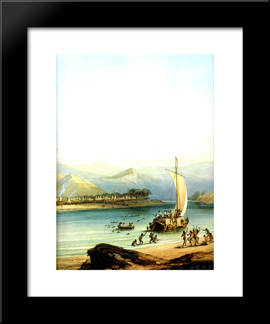 Camp Of The Gros Ventres 20x24 Black Modern Wood Framed Art Print Poster by Bodmer, Karl