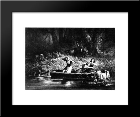 Capture Of The Daughters Of D. Boone And Callaway By The Indians 20x24 Black Modern Wood Framed Art Print Poster by Bodmer, Karl