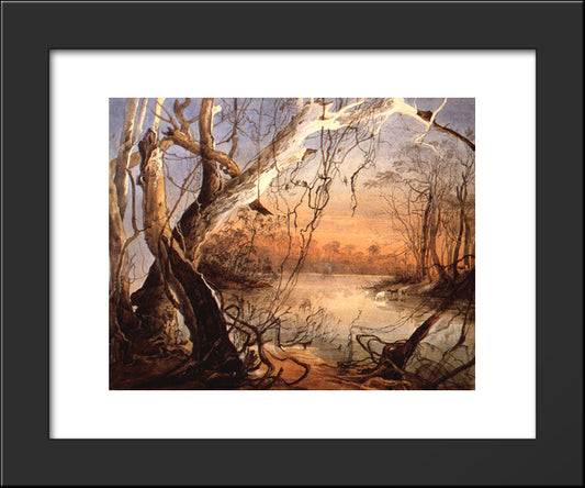 Confluence Of The Fox River And The Wabash In Indiana 20x24 Black Modern Wood Framed Art Print Poster by Bodmer, Karl