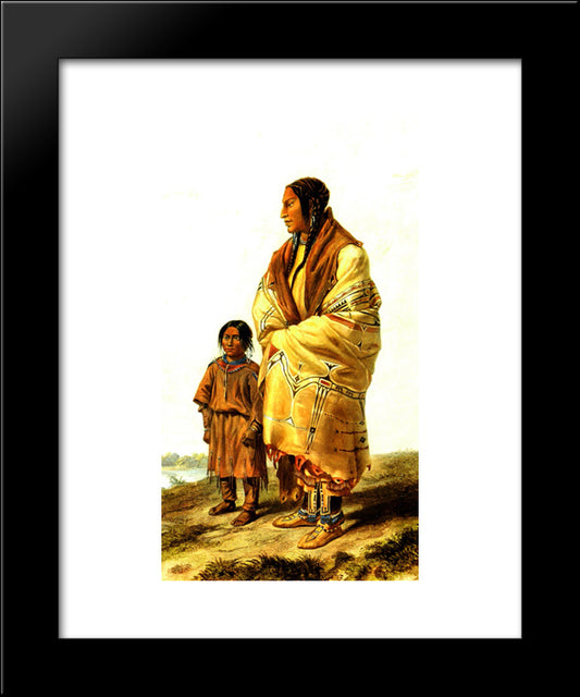 Dacota Woman And Assiniboin Girl, Plate 9 From Volume 2 Of `Travels In The Interior Of North America' 20x24 Black Modern Wood Framed Art Print Poster by Bodmer, Karl