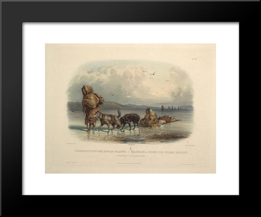 Dog Sledges Of The Mandan Indians, Plate 28 From Volume 2 Of 'Travels In The Interior Of North America' 20x24 Black Modern Wood Framed Art Print Poster by Bodmer, Karl