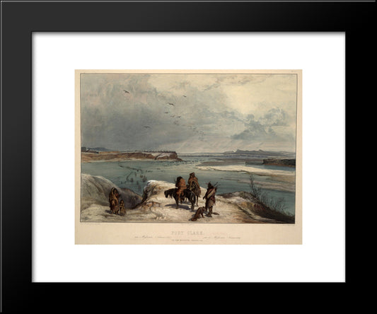 Fort Clark On The Missouri, February 1834, Plate 15 From Volume 2 Of 'Travels In The Interior Of North America' 20x24 Black Modern Wood Framed Art Print Poster by Bodmer, Karl