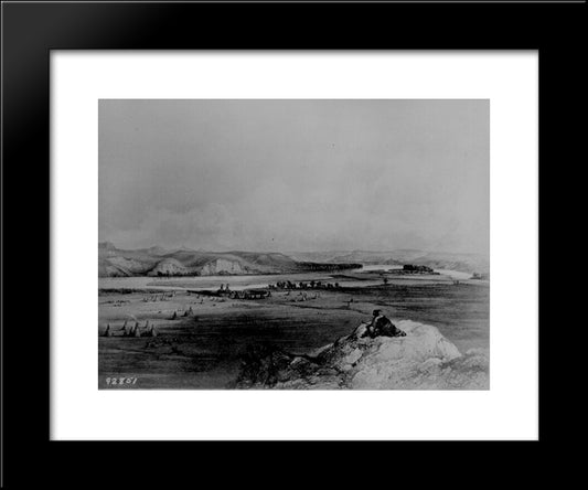 Fort Pierre And The Adjacent Prairie 20x24 Black Modern Wood Framed Art Print Poster by Bodmer, Karl