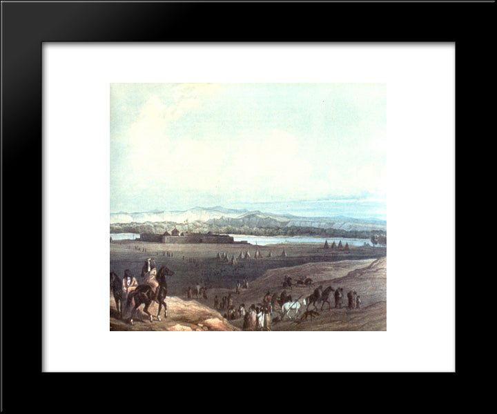 Fort Union On The Missouri 20x24 Black Modern Wood Framed Art Print Poster by Bodmer, Karl