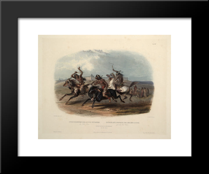 Horse Racing Of Sioux Indians Near Fort Pierre, Plate 30 From Volume 1 Of 'Travels In The Interior Of North America' 20x24 Black Modern Wood Framed Art Print Poster by Bodmer, Karl