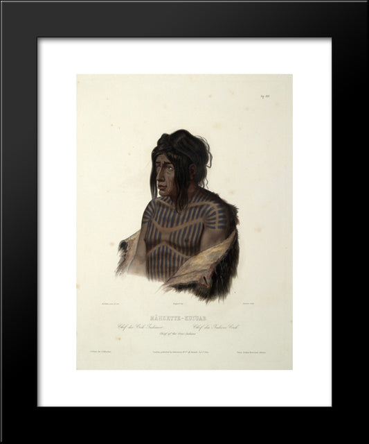 Mahsette-Kuiuab, Chief Of The Cree Indians, Plate 22 From Volume 1 Of `Travels In The Interior Of North America' 20x24 Black Modern Wood Framed Art Print Poster by Bodmer, Karl