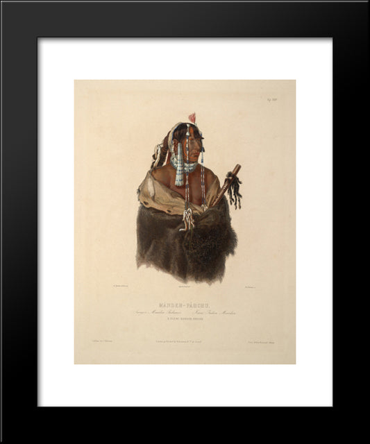 Mandeh Pahchu, A Young Mandan Indian, Plate 24 From Volume 1 Of 'Travels In The Interior Of North America' 20x24 Black Modern Wood Framed Art Print Poster by Bodmer, Karl