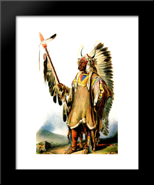 Mato Tope Mandan Chief 20x24 Black Modern Wood Framed Art Print Poster by Bodmer, Karl