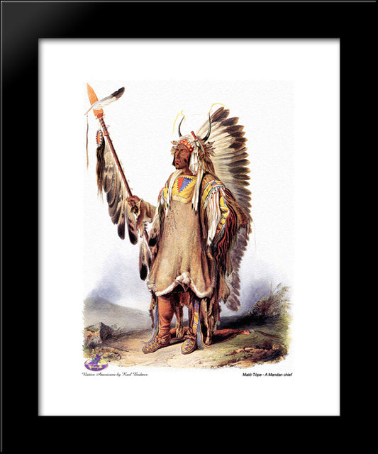 Mato-Tope, A Mandan Chief 20x24 Black Modern Wood Framed Art Print Poster by Bodmer, Karl