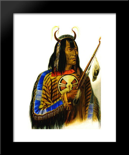 Noapeh Assiniboin Indian 20x24 Black Modern Wood Framed Art Print Poster by Bodmer, Karl