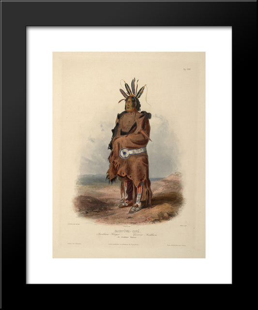 Pachtuwa-Chta, An Arrikkara Warrior, Plate 27 From Volume 1 Of 'Travels In The Interior Of North America' 20x24 Black Modern Wood Framed Art Print Poster by Bodmer, Karl