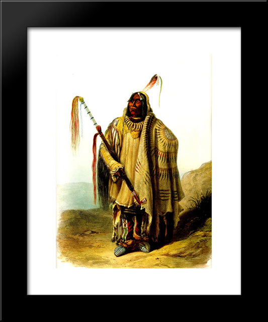 Pehriska Ruhpa Minatarre Or Big Bellied Indian 20x24 Black Modern Wood Framed Art Print Poster by Bodmer, Karl