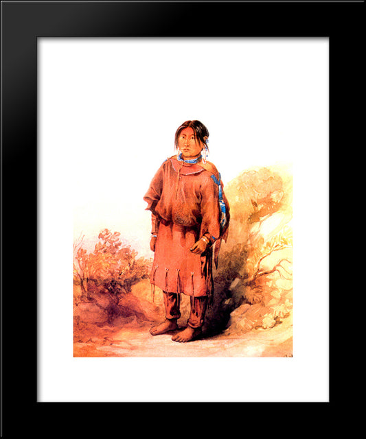 Piegan Blackfeet Girl 20x24 Black Modern Wood Framed Art Print Poster by Bodmer, Karl