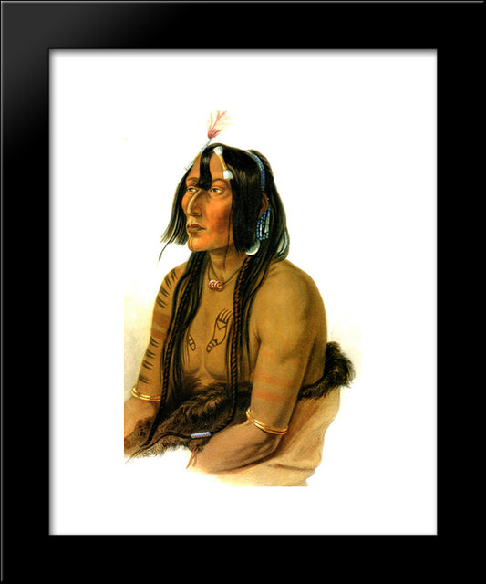 Psihdja Sahpa, Yanktonian Indian 20x24 Black Modern Wood Framed Art Print Poster by Bodmer, Karl