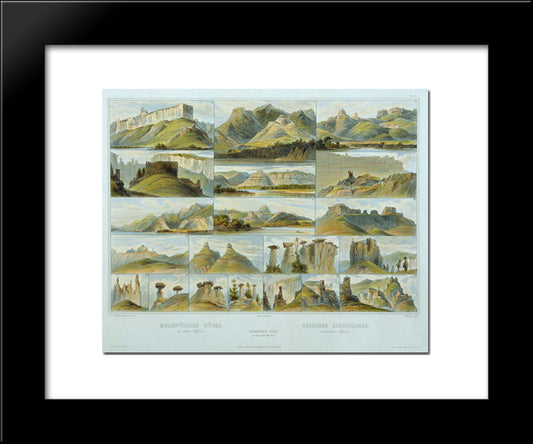Remarkable Hills On The Upper Missouri, Plate 34 From Volume 2 Of 'Travels In The Interior Of North America' 20x24 Black Modern Wood Framed Art Print Poster by Bodmer, Karl