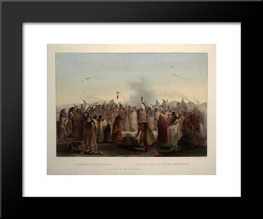 Scalp Dance Of The Minatarres 20x24 Black Modern Wood Framed Art Print Poster by Bodmer, Karl