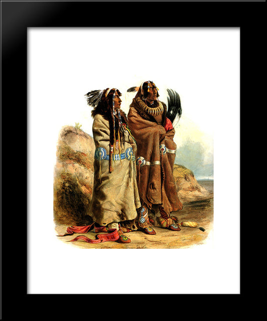 Sih-Chida And Mahchsi-Karehde, Mandan Indians, Plate 20 From Volume 2 Of 'Travels In The Interior Of North America' 20x24 Black Modern Wood Framed Art Print Poster by Bodmer, Karl