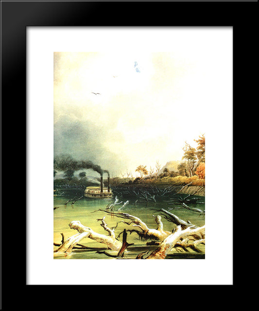 Snags On The Missouri River 20x24 Black Modern Wood Framed Art Print Poster by Bodmer, Karl