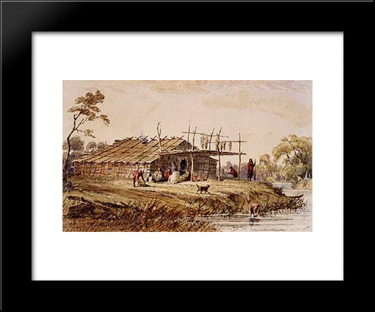 Summerhouse Of Wahpeton 20x24 Black Modern Wood Framed Art Print Poster by Bodmer, Karl