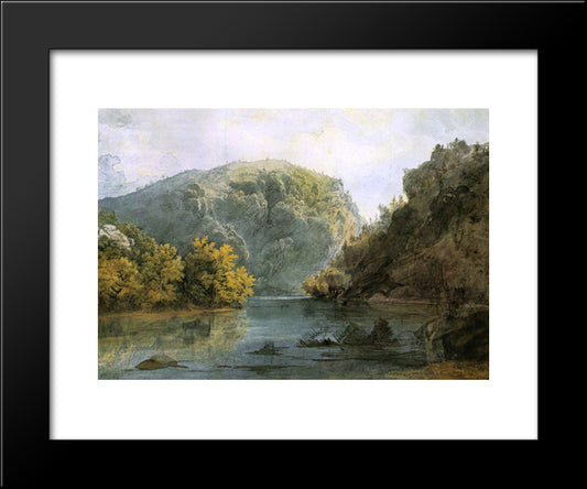 The Delaware Water Gap 20x24 Black Modern Wood Framed Art Print Poster by Bodmer, Karl