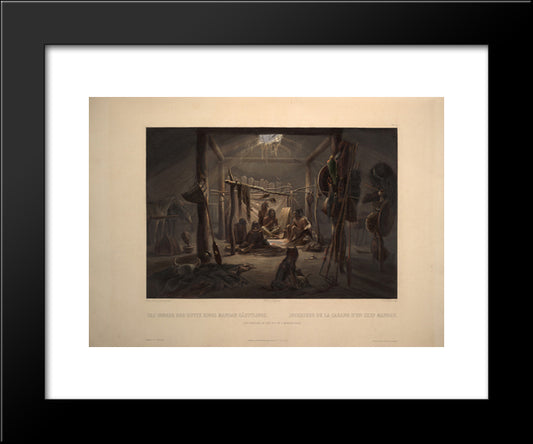 The Interior Of A Hut Of A Mandan Chief, Plate 19 From Volume 2 Of 'Travels In The Interior Of North America' 20x24 Black Modern Wood Framed Art Print Poster by Bodmer, Karl