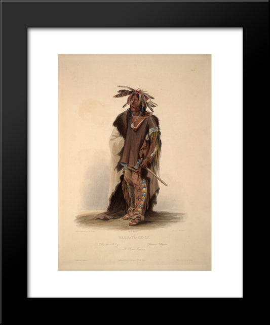 Wahk-Ta-Ge-Li, A Sioux Warrior, Plate 8 From Volume 2 Of 'Travels In The Interior Of North America' 20x24 Black Modern Wood Framed Art Print Poster by Bodmer, Karl