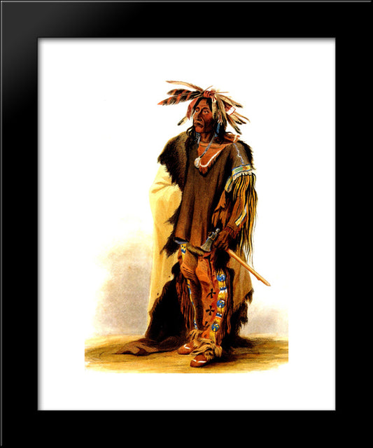Wahk-Ta-Ge-Li, A Sioux Warrior 20x24 Black Modern Wood Framed Art Print Poster by Bodmer, Karl