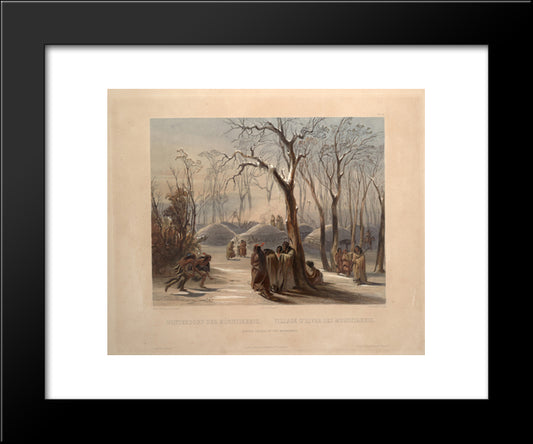 Winter Village Of The Minatarres 20x24 Black Modern Wood Framed Art Print Poster by Bodmer, Karl