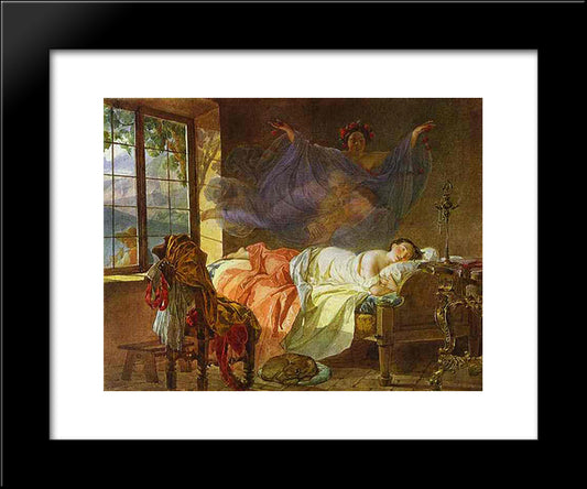 A Dream Of A Girl Before A Sunrise 20x24 Black Modern Wood Framed Art Print Poster by Bryullov, Karl