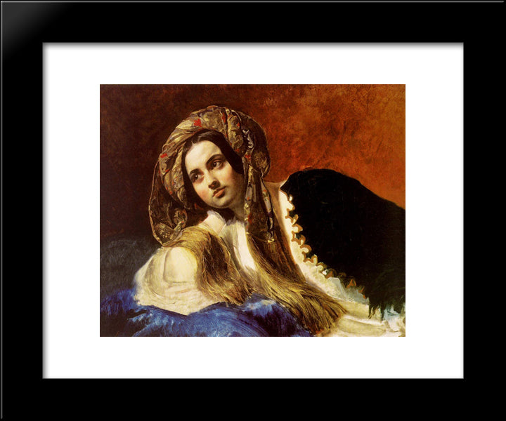 A Turkish Girl 20x24 Black Modern Wood Framed Art Print Poster by Bryullov, Karl