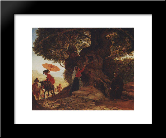 At The Mother Of God Oak 20x24 Black Modern Wood Framed Art Print Poster by Bryullov, Karl
