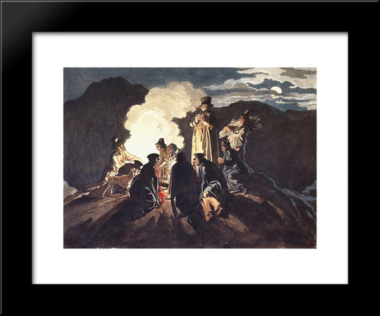Bivouac On A Crater, Vesuvius 20x24 Black Modern Wood Framed Art Print Poster by Bryullov, Karl