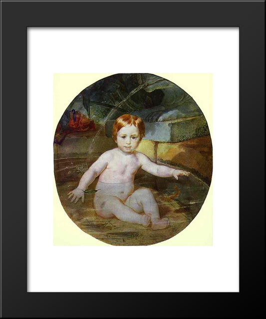 Child In A Swimming Pool (Portrait Of Prince A. G. Gagarin In Childhood) 20x24 Black Modern Wood Framed Art Print Poster by Bryullov, Karl