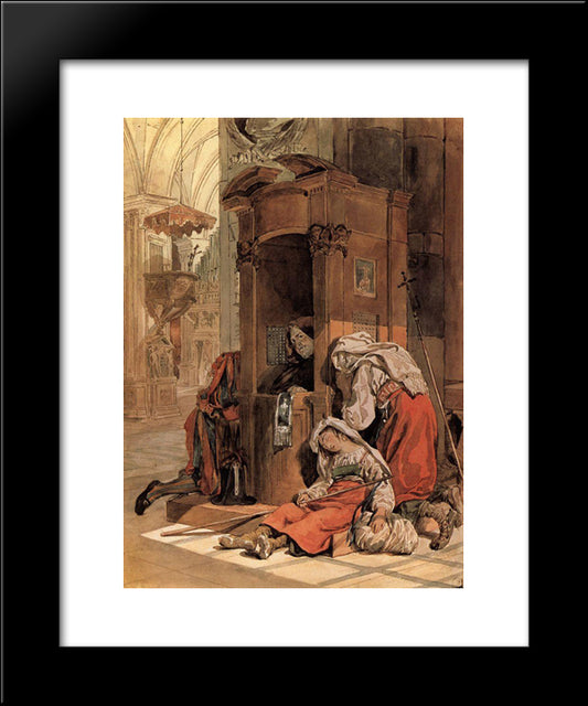 Confession Of An Italian Woman 20x24 Black Modern Wood Framed Art Print Poster by Bryullov, Karl