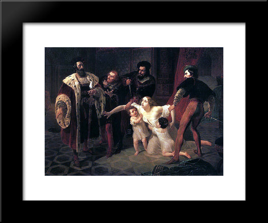 Death Of Inessa De Castro, Morganatic Wife Of Portuguese Infant Don Pedro 20x24 Black Modern Wood Framed Art Print Poster by Bryullov, Karl