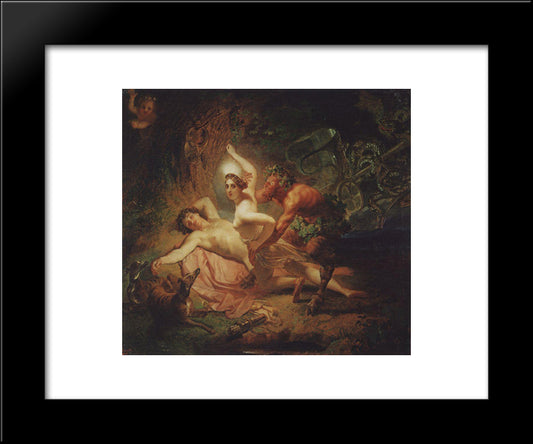 Diana, Endymion And Satyr 20x24 Black Modern Wood Framed Art Print Poster by Bryullov, Karl