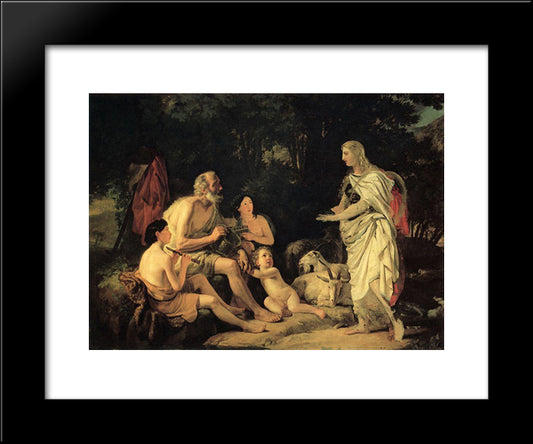 Erminia And The Shepherds 20x24 Black Modern Wood Framed Art Print Poster by Bryullov, Karl